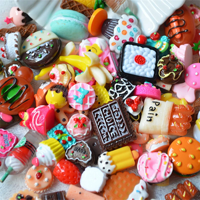 

Slime 10Pcs DIY Crystal Slime Supplies Accessories Phone Case Decoration for Slime Filler Miniature Resin Cake Candy Kids Toys E