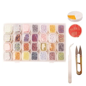 

Glass Stripe Seed Bead Set MixSmall Striped Foal Loose Beads Set with Jewelry, Beads, Handmade