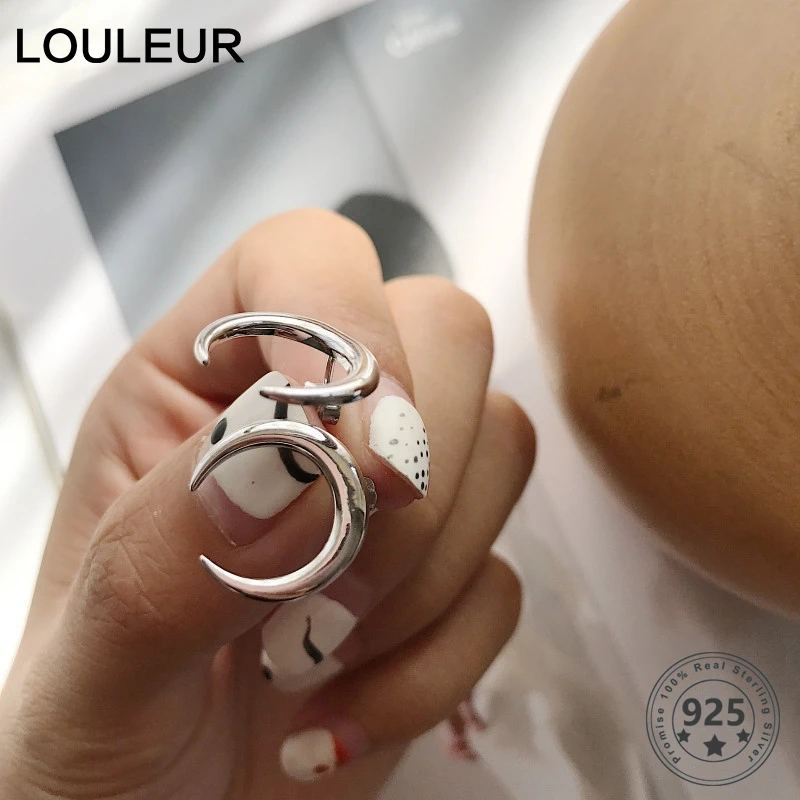 LouLeur, Настоящее серебро 925, серьги-гвоздики с Луной, элегантные, минималистичные, вечерние, свадебные, Золотые серьги для женщин, модное ювелирное изделие, подарки для девушек