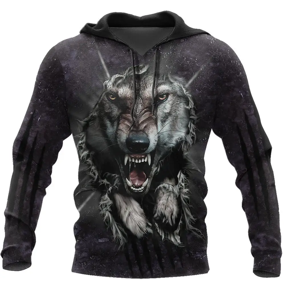 Wolf 3D All Over Printed Men Hoodies Sweatshirt Unisex Streetwear Zipper Pullover Casual Jacket Tracksuits KJ0185