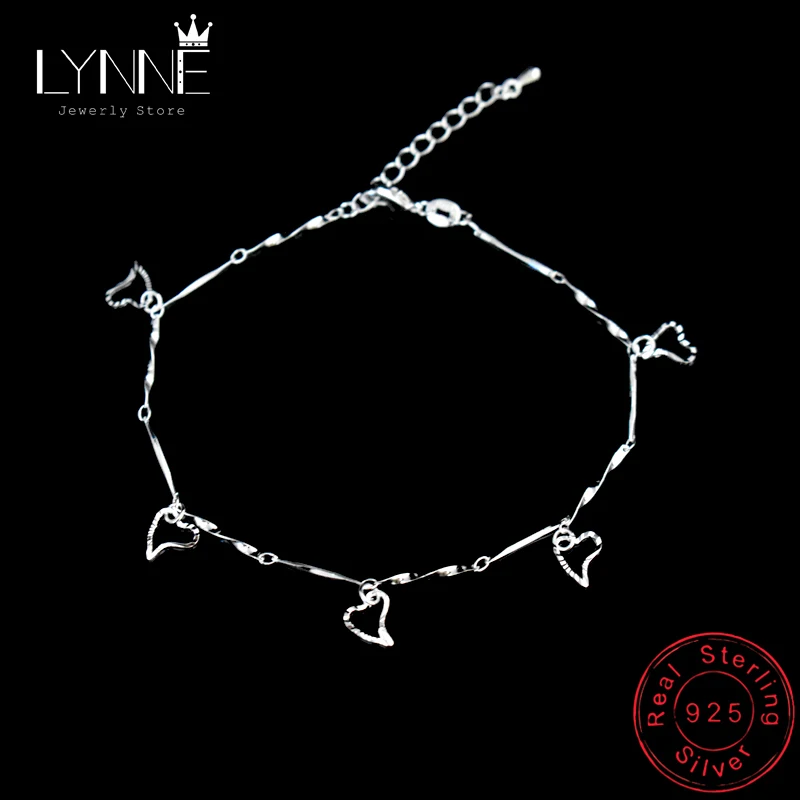 New Fashion Heart Pendant Anklet Foot Chain Ladies 925 Sterling Silver Beach Anklets Bracelet For Women Pulseras Jewelry Gift