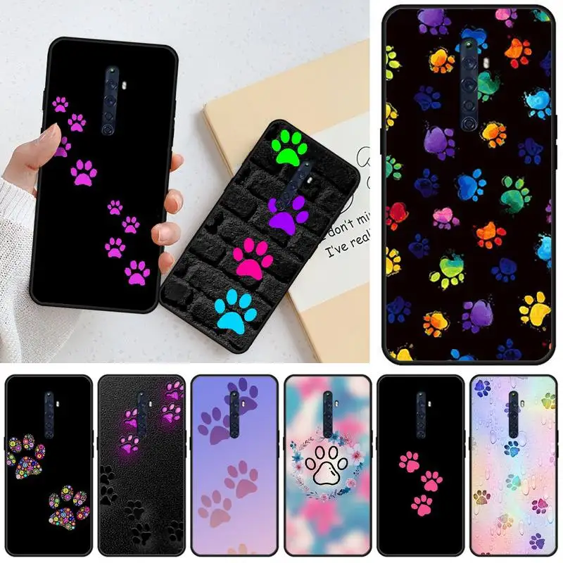 

Cute colorful foot prints TPU Soft Silicone Phone Case Cover For OPPO RENO 2Z R15pro R17pro Realme 2 2pro 3 3pro 5 5pro C2