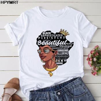 

2020 New summer Afro beauty Girl Africa Map Hair Crown Top Women's t Shirt Melanin Queen Female T-shirt fashion casual tshirt