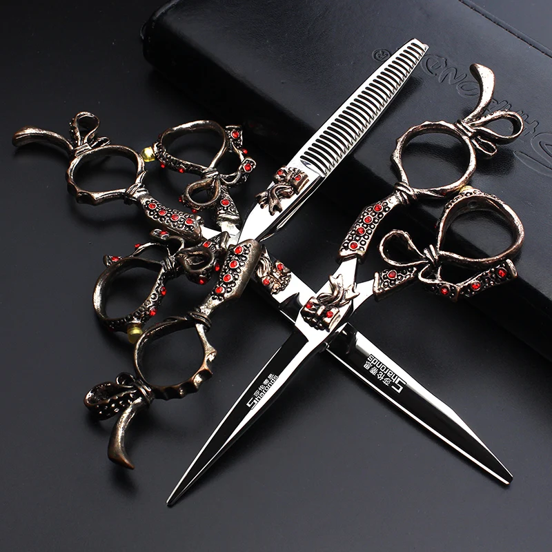 Retro Hairdressing Scissors 6/ 7 Inch Flat Cut Seamless Thinning Hair