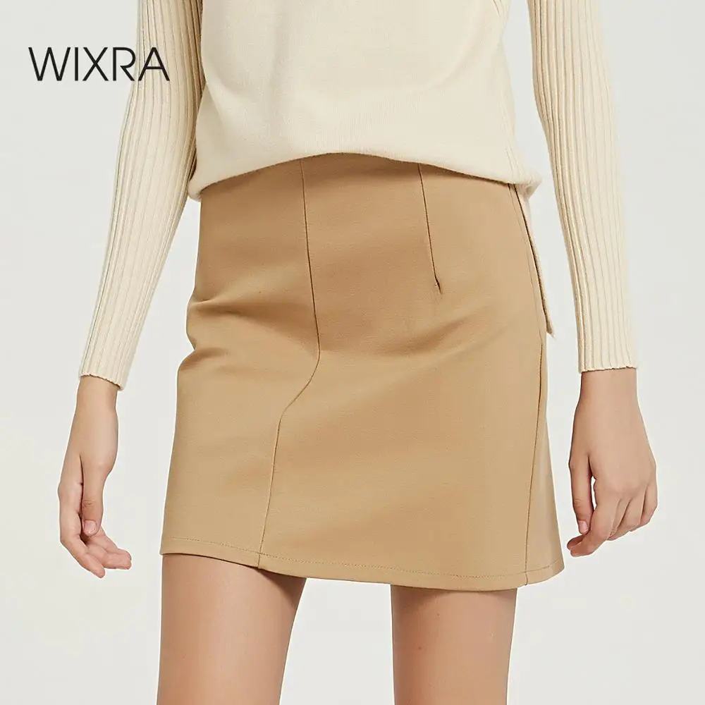 Женская Классическая мини-юбка с высокой талией Wixra однотонная короткая юбка на