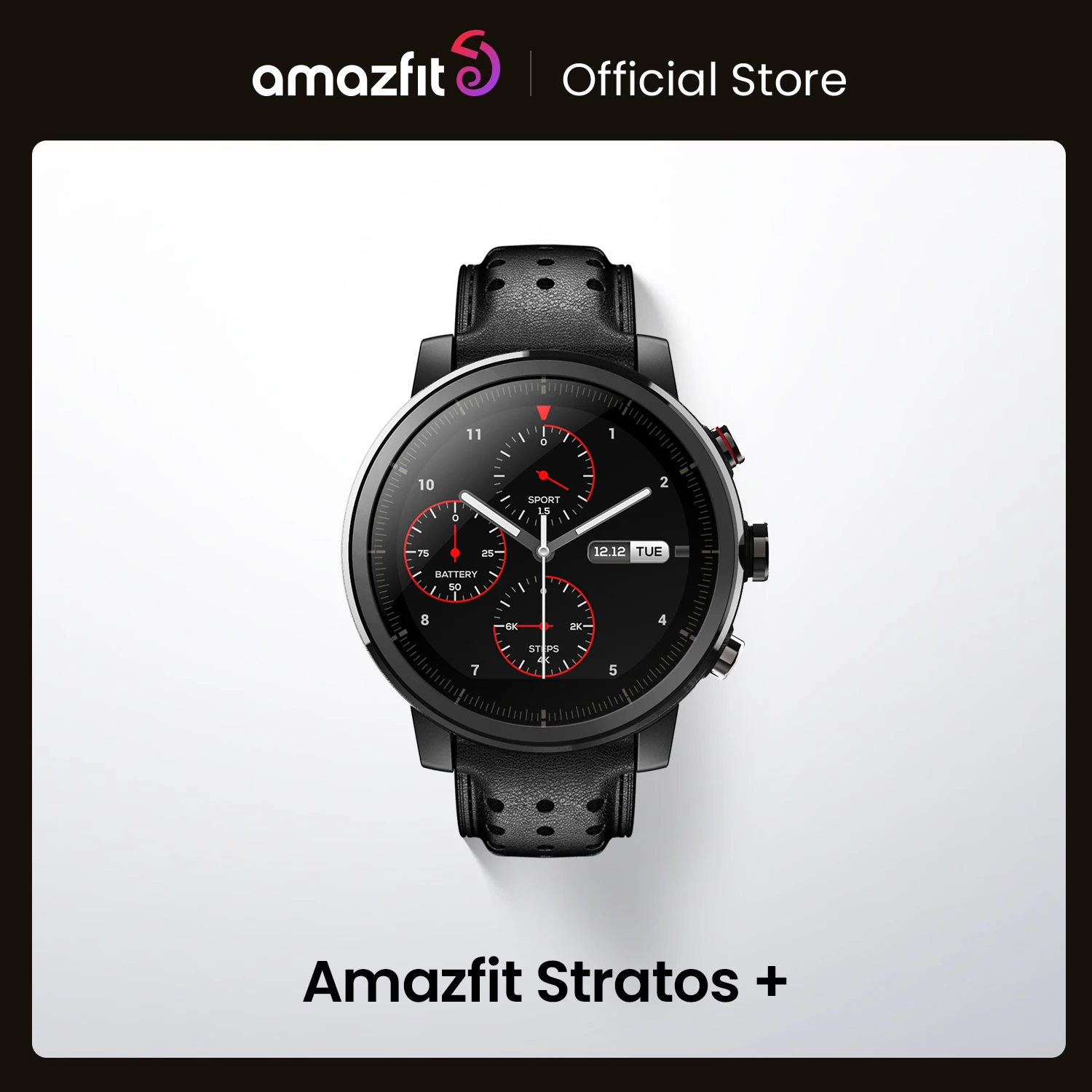 In Stock Amazfit Stratos+ Flagship Smart Watch Genuine Leather Strap Sapphire Glass Flourorubber Strap for Android Phone 1