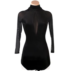 Latin Dance One-Piece Top Velvet Modern Dance One-Piece Top High Neck Halter National Standard Dance Ballroom Dance Top New