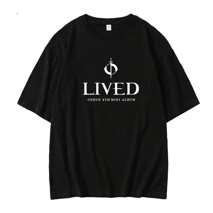 Summer style kpop oneus album lived same printing o neck short sleeve t shirt unisex fashion loose t-shirt 5 colors