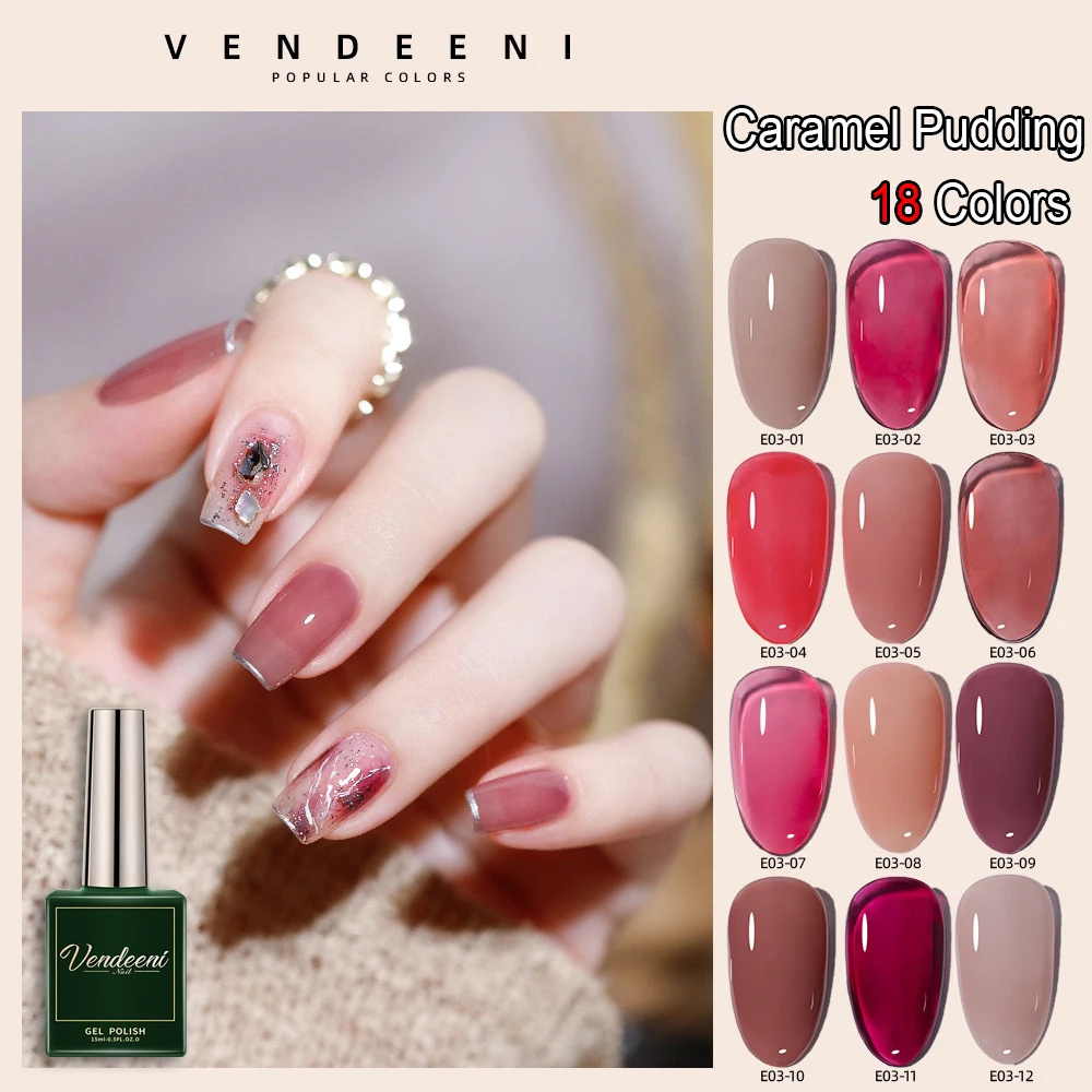 Vendeeni 18 Color Gel Nail Translucent Caramel Pudding Series Nail Gel Varnish Crystal Jelly Uv Soak Off Gel 15ml - Nail Gel - AliExpress