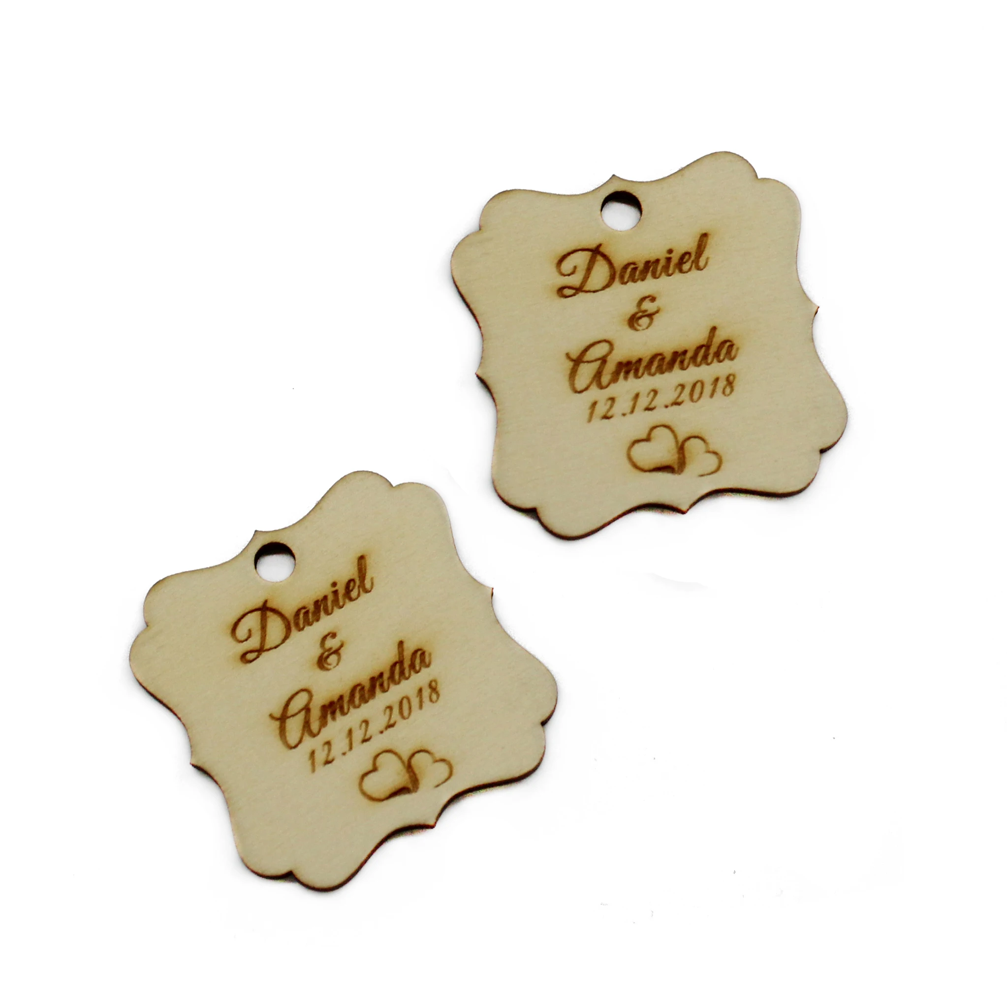 

100pcs Personalised Engraved Wooden Square Circle Table Centerpieces Custom Baby Shower Gifts Decor Favors Name Tag For Wedding