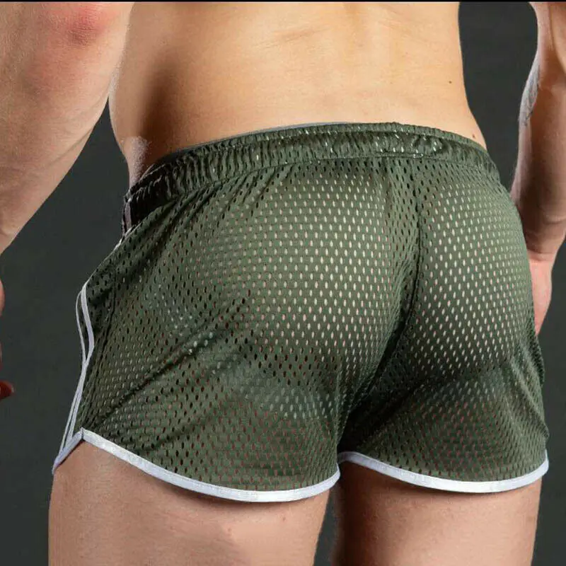 Pantalones cortos de culturismo para hombre, ropa deportiva de secado rápido de malla transpirable para gimnasio, Pantalones cortos de playa de verano