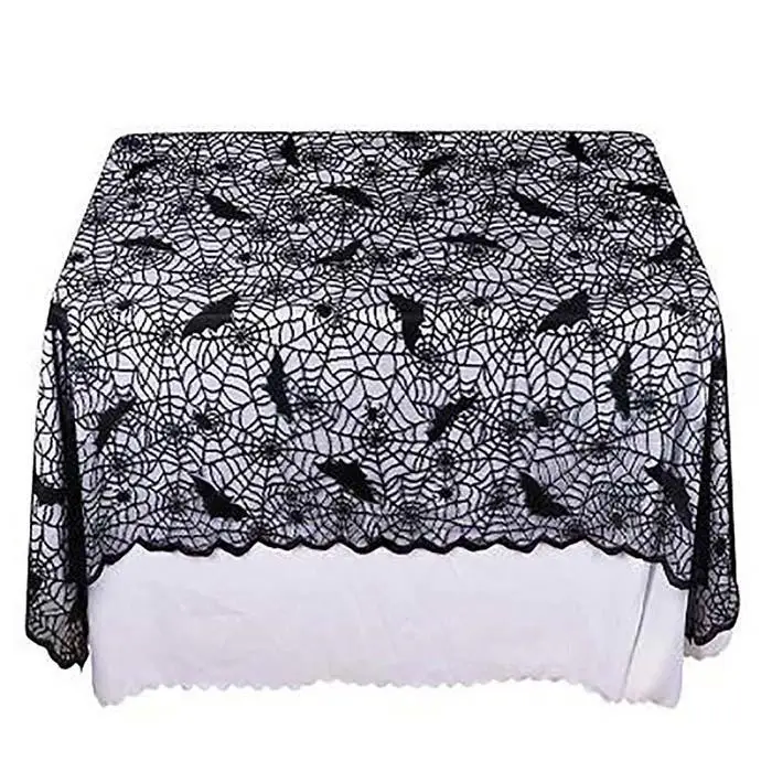 Черная кружевная скатерть для домашней вечеринки на Хэллоуин