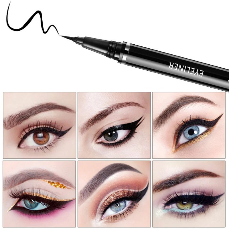 Wholesale 2 Style Sponge Fine Head And Soft Capillary Head Waterproof Eyeliner Water Resistance Smudge-proof Lasting Eyeliner