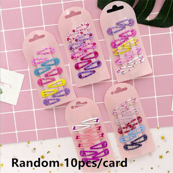 Random 1pack 10 шт., новинка, милые металлические шпильки заколка для волос с рисунком сердца, яркие цвета, Детские аксессуары, Детские BB клипсы - Цвет: Random 1pack
