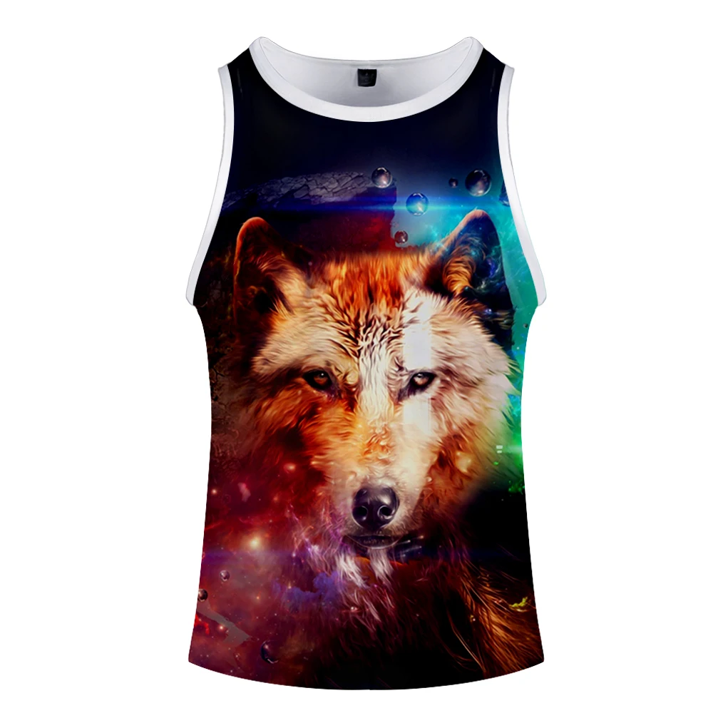 Kawaii Galaxy Wolf майка с 3D принтом модная баскетбольная хипстерская удобная летняя майка с круглым вырезом без рукавов для мужчин/женщин