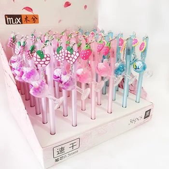 

36 pcs/lot Fruit Ice Cream Pendant Gel Pen Cute 0.5 mm Black ink signature Pens Promotional Gift Stationery School Supplies