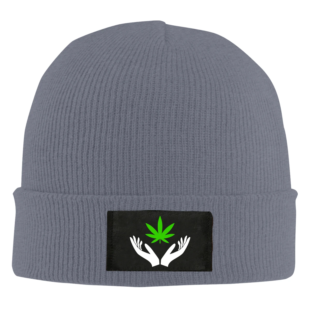 Трава руки держа лист черный Beanie мужской женский зимний теплый для катания на лыжах Череп Кепка вязаная шапка