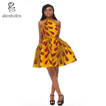 

African Dresses For Women Halter Dress Ankara Wax Print dress African sexy fashion dress African Dashiki Traditional dress