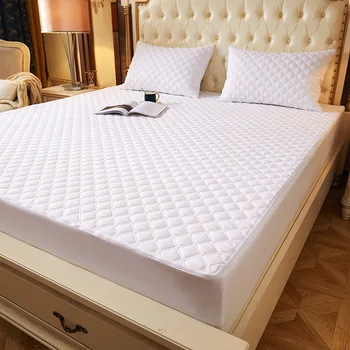 

Waterproof Six-sides All-inclusive Quilted Mattress Cover Soft Topper Pad Solid Color Bed Mattress Protector Cover Customizable