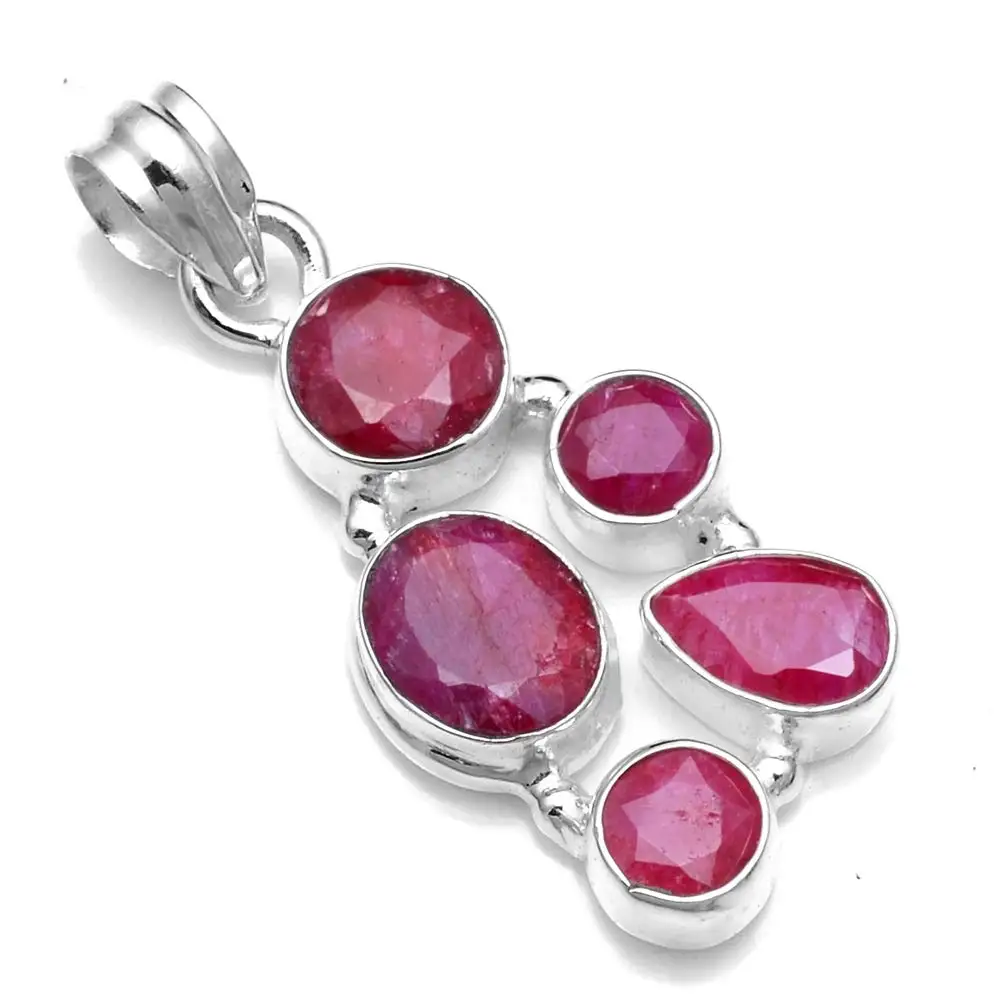 

Genuine Ruby Pendant 925 Sterling Silver,39.9 mm,2SP0886