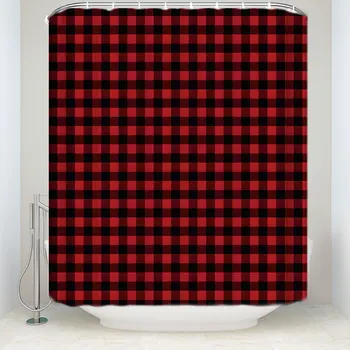 

Red Black Buffalo Plaid Shower Curtains Rustic Style Shower Curtain Collections Polyester Waterproof Fabric Bath Tub Curtains