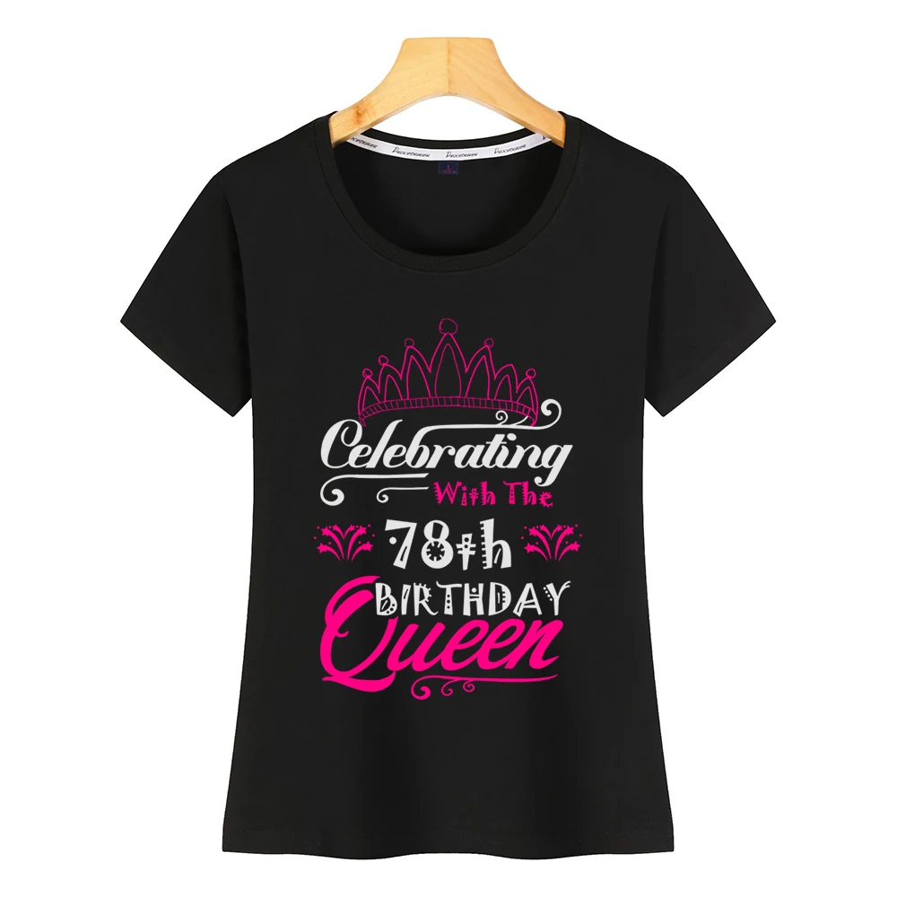 Топы, футболка, женская, празднующая с 78th birthday queen Vogue, винтажная, хлопковая, женская футболка - Цвет: Black
