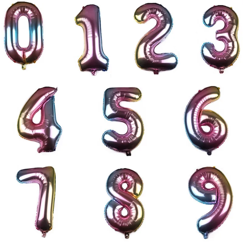

Pro Gradient 32inch Color Number Foil Balloons Rainbow Digit Birthday Party Gift