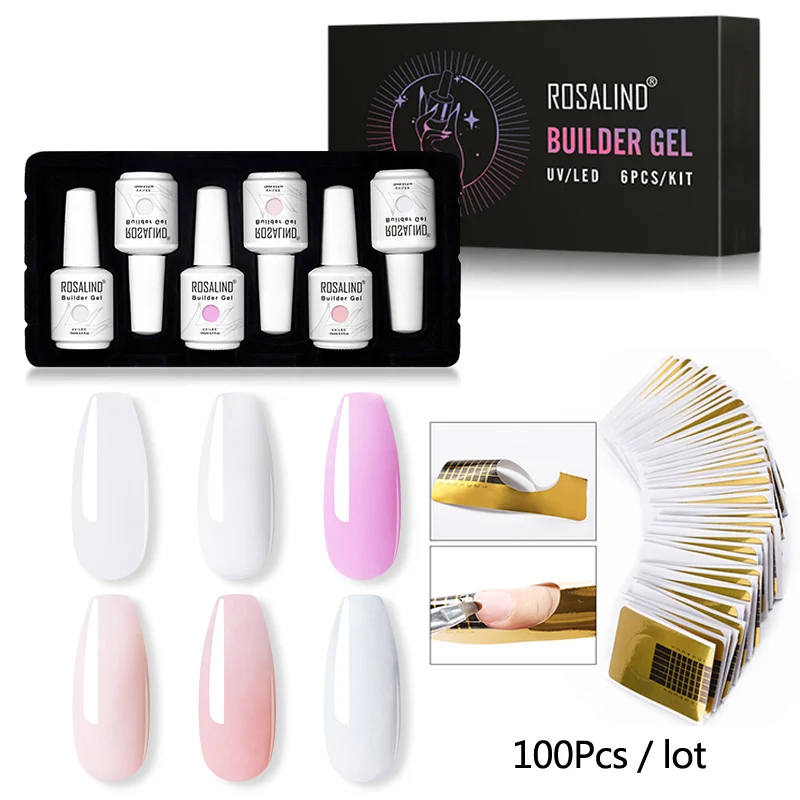 15ml set 2 ROSALIND строитель гель набор для полировки ногтей прозрачный гель-лаки для ногтей для дизайна ногтей предназначен для замачивания Полупостоянный УФ лампа Топ База гель - Цвет: 15ml set 2