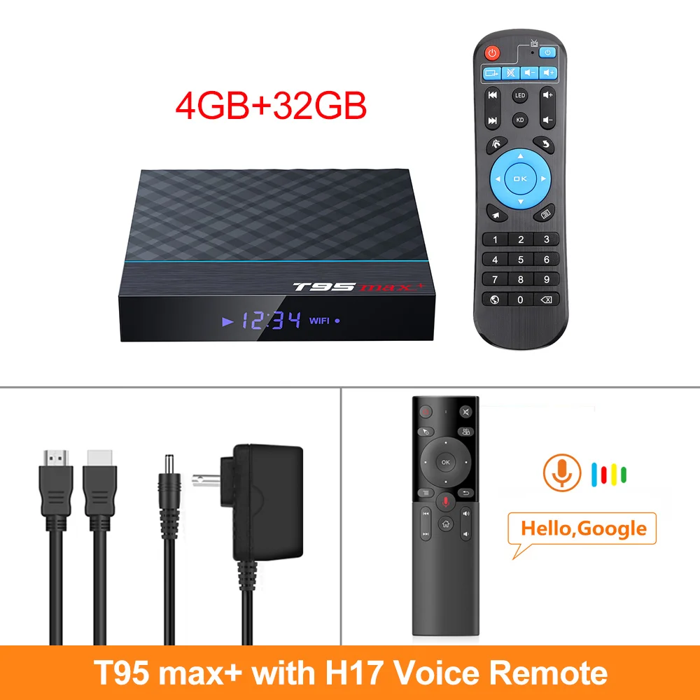 4G 32G H17 voice RC VONTAR T95 MAX Plus Смарт ТВ приставка Android 9,0 ТВ приставка Amlogic S905X3 1080P H.265 8K 24fps Google плеер магазин Netflix Youtube 4K - Цвет: 4G 32G H17 voice RC