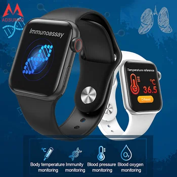 

W58 pro smart watch bluetooth smartwatch thermometer Immunity full touch screen Heart rate blood pressure replaceable strap
