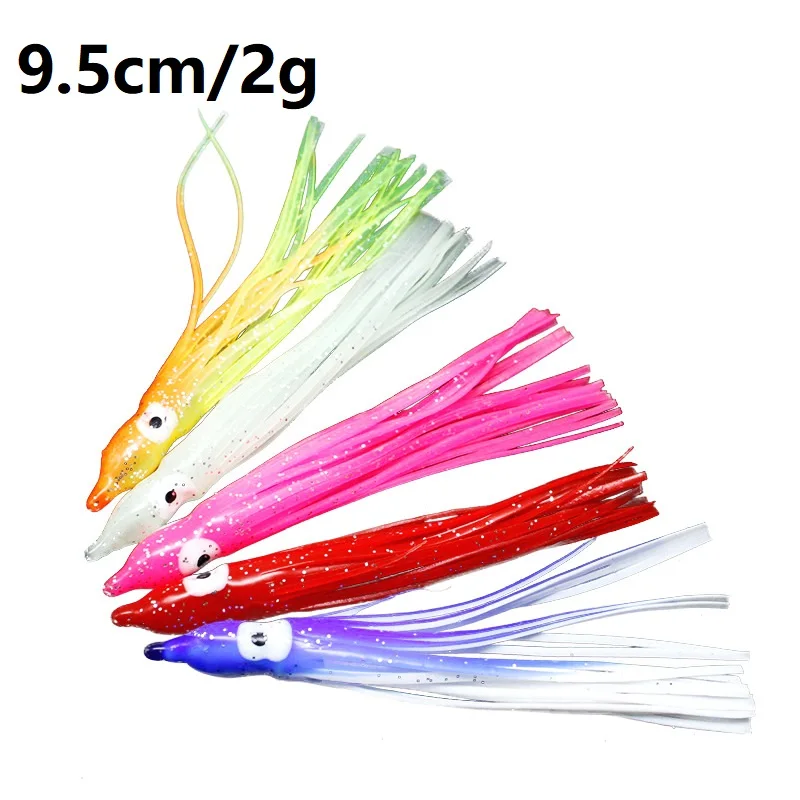 5pcs/lot Squid Skirts Soft Lures 8cm/2g Artificial Rubber Sea Fishing Lure  Octopus Glow Bait for Tuna Mix Colors pesca