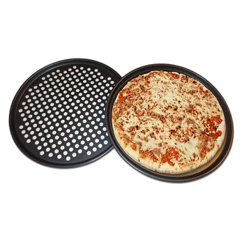 

Pack of 2 Pizza Pans with Holes 12 Inch - Carbon Steel Non Stick Coating Perforated Round Tray Baking for Home Kitchen