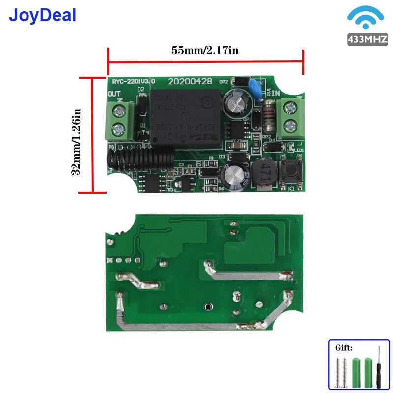 receptor modulo transmissor 433mhz ac 220v 1ch 10a 03
