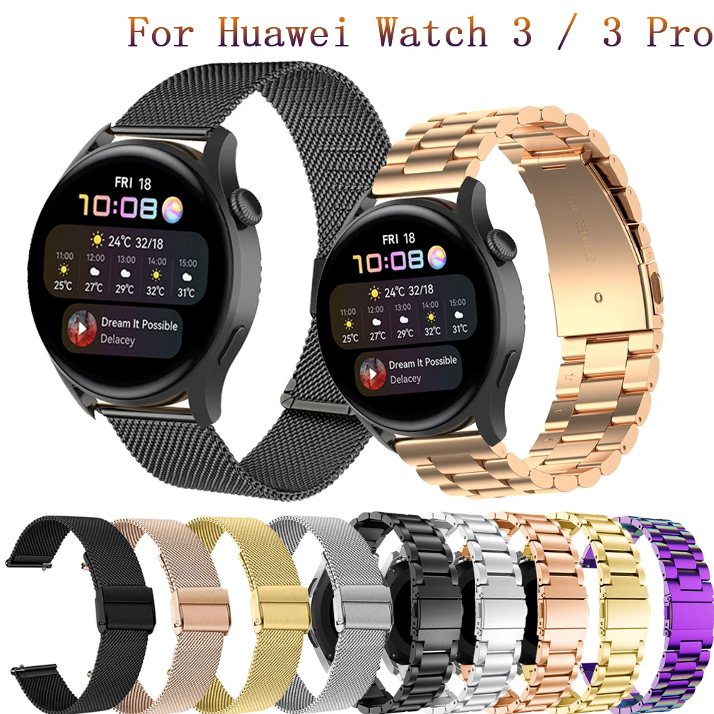 

Ремешок из нержавеющей стали для Huawei Watch 3/Pro/GT 2 Pro /GT2 42 мм 46 мм, браслет для Samsung Galaxy 42 46 мм для Garmin Forerunner 245 Correa