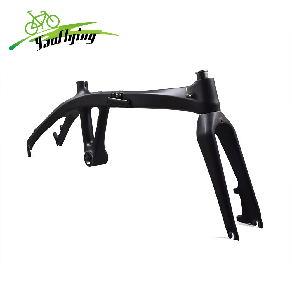 Perfect 20" carbon folding bike frame/fork chinese 20 inch carbon bike frameset light folding bicycle UD black BSA Folding Bicycle Frame 1