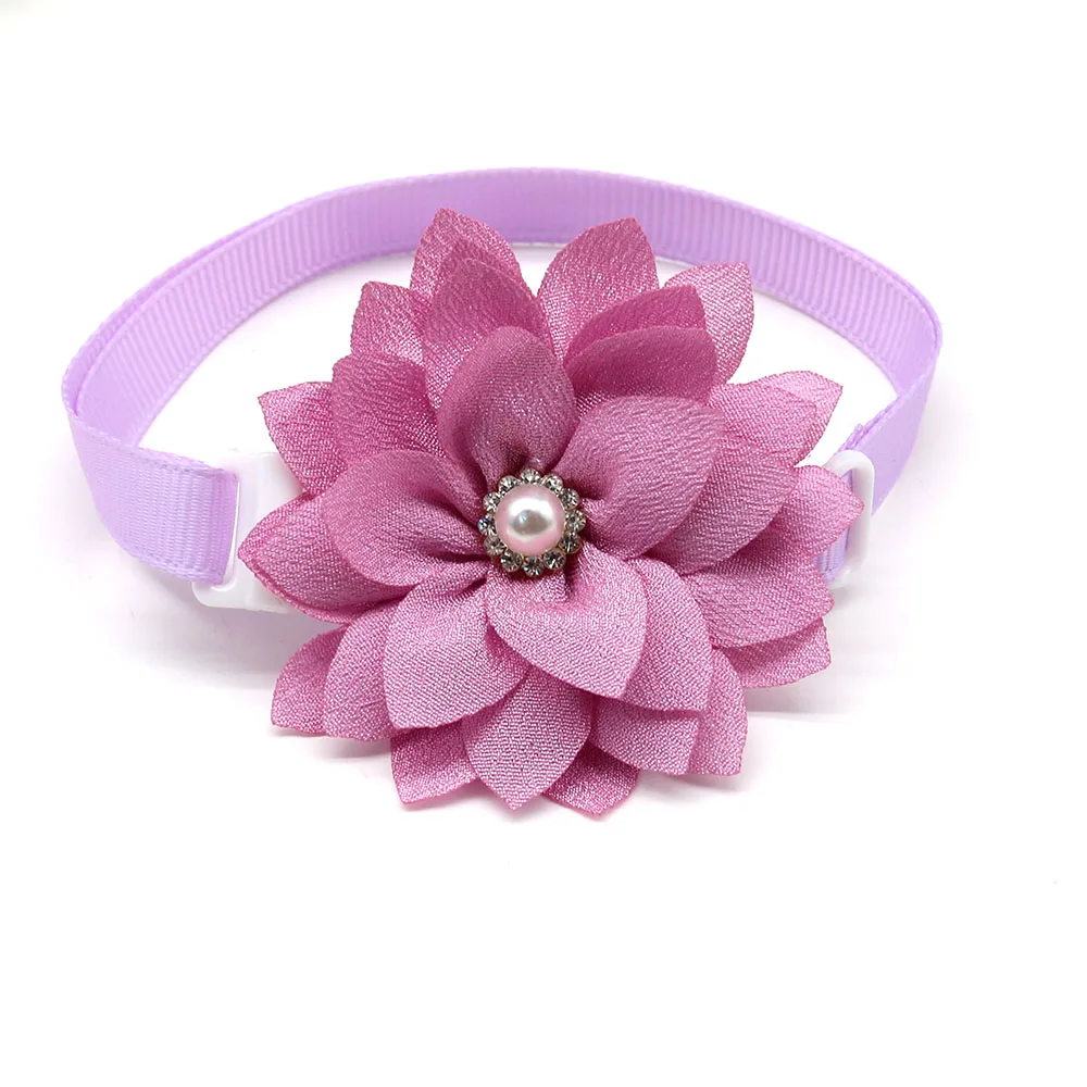 New 100pcs Small Dog Accessories Chiffon Rhinestone Pet Dog Cat Bowtie Collar Flower Small Dog Puppy Bow Tie Pet Supplies