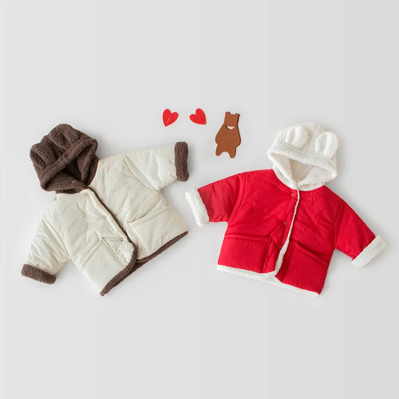 Зимняя одежда для маленьких мальчиков и девочек; плотная теплая хлопковая верхняя одежда для новорожденных; одежда для маленьких мальчиков и девочек; Повседневная куртка с капюшоном; пальто