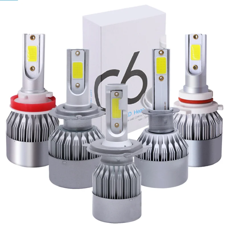 YY C6 COB H1 H4 H7 H3 H11 H16 9005 9006 Автомобильные светодиодные лампы для фар 72 Вт 7600LM все в