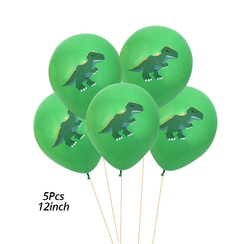 5pcs balloon Тематическая посуда в виде динозавра, украшение для вечеринки на день рождения, Детские тарелки, чашки, шляпы из фольги динозавра, воздушные шары, торт, флаг, соломинка, вечерние принадлежности в стиле динозавра - Цвет: 5pcs balloon