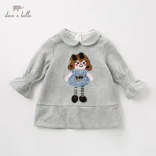 DB11732 dave bella/осеннее милое платье принцессы с героями мультфильмов для маленьких девочек детское модное праздничное платье детская одежда в стиле «лолита»