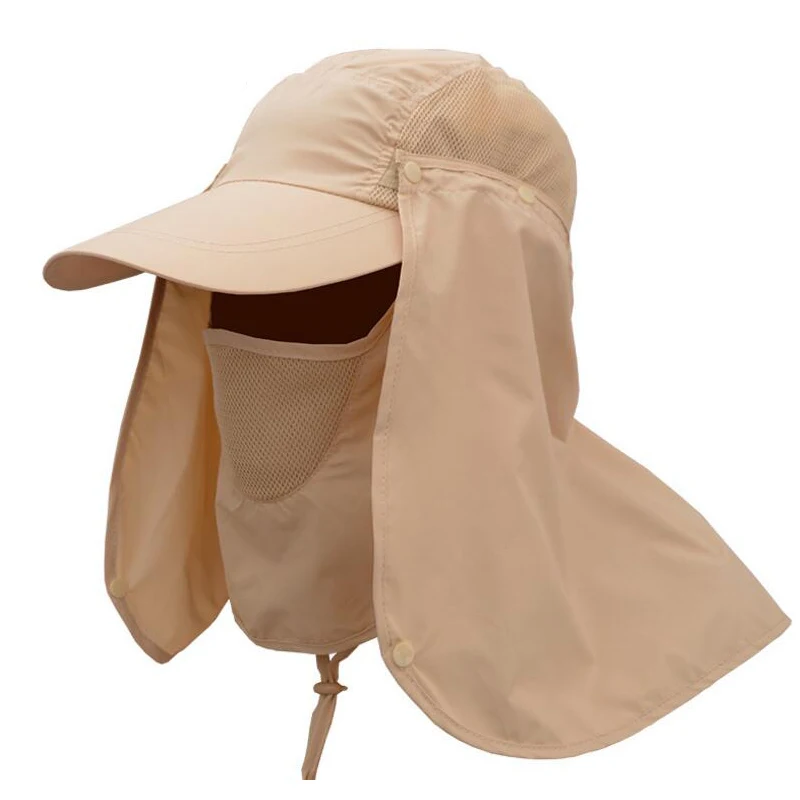 Khaki Наружная Спортивная походная Кепка с козырьком для кемпинга с защитой от ультрафиолета для лица и шеи, солнцезащитная Кепка для рыбалки - Цвет: Khaki