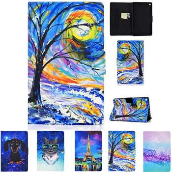 

Cartoon PU Leather Case for Amazon Kindle Fire HD 10 2019 9th Stand Cover Fire HD10 9th Generation 2017 7th 2015 5th Tablet