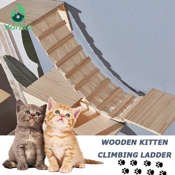 

Wooden Kitten Climbing Ladder Cat Climbing Frame Jumping Platform Wall-mounted DIY Pet Cat Climb Wall Hanging Climbing Tools