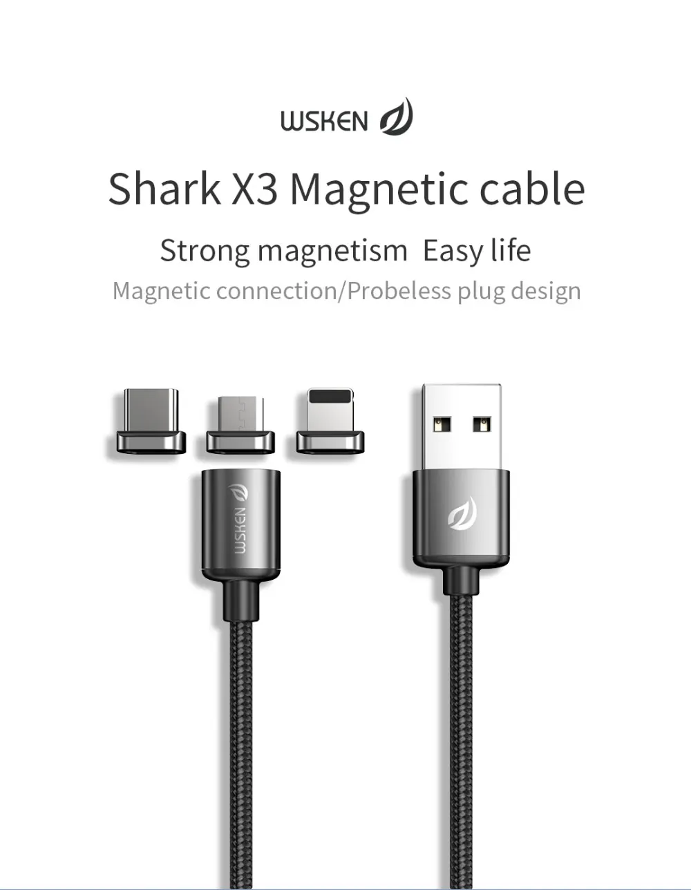 Магнитный usb-кабель Wsken, USB C, быстрая зарядка, USB type C, магнитное зарядное устройство для iphone, Micro usb, быстрая зарядка, Шнур USB для мобильного телефона