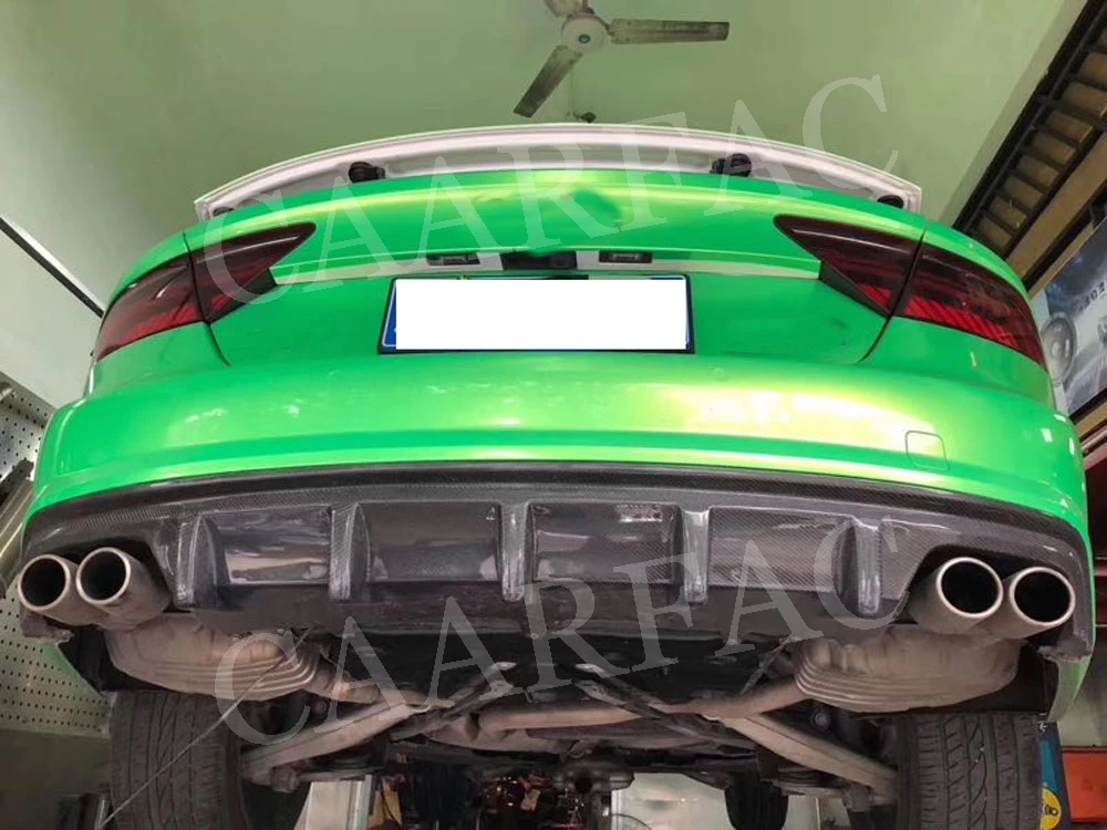 Рассеиватель задней губы из углеродного волокна Hugger спойлер для Audi A7 S7 Sline Sport 2012- плавники Акула Стиль противоскользящая пластина Защита бампера автомобиля
