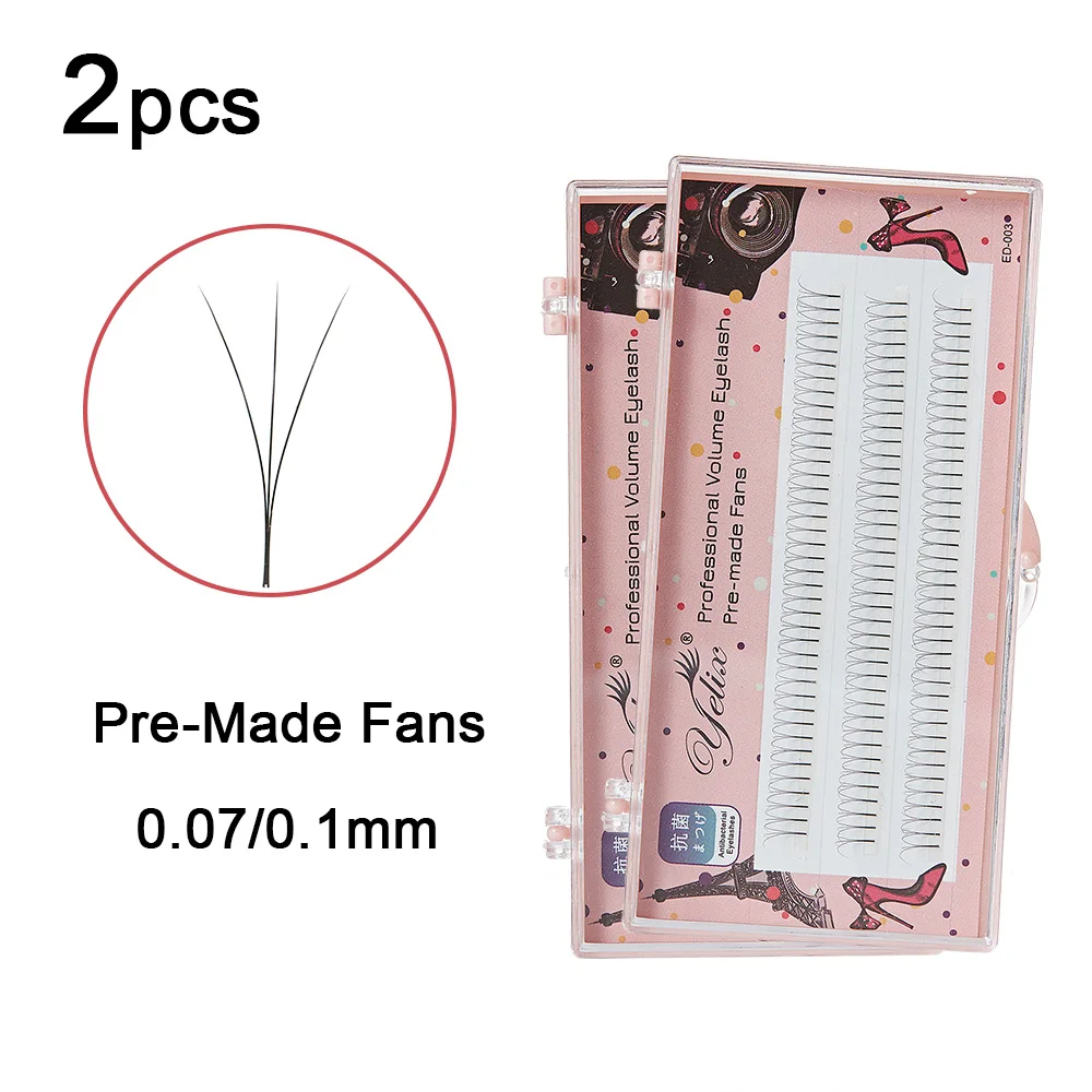 

2pcs Eyelashes 0.07/ 0.10mm premade volume fans Softer 2D-6D long stem volume lashes Eyelash Extension