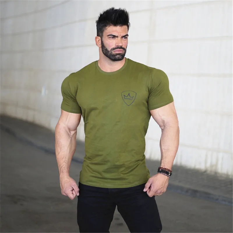 Summer Sports T Shirt Men Fitness bodybuilding Shirt Tights Short Sleeve t shirt Men Tee Tops Cotton O-Neck gyms T-Shirt short sleeve t shirt sport t shirt running t shirt running t shirts men t shirts