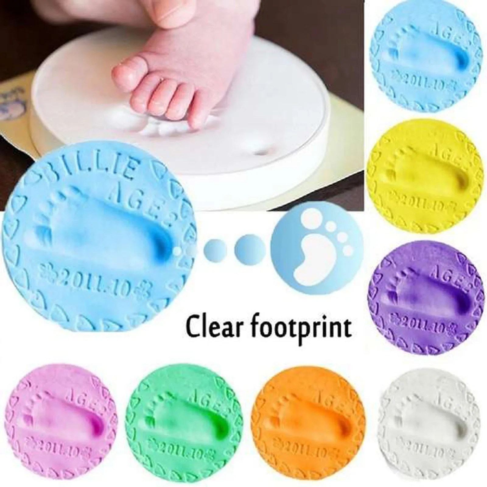 2022 Baby Care Air Drying Soft Clay Handprint Footprint Imprint Kit Casting Parent-Child Hand Inkpad Fingerprint Kids
