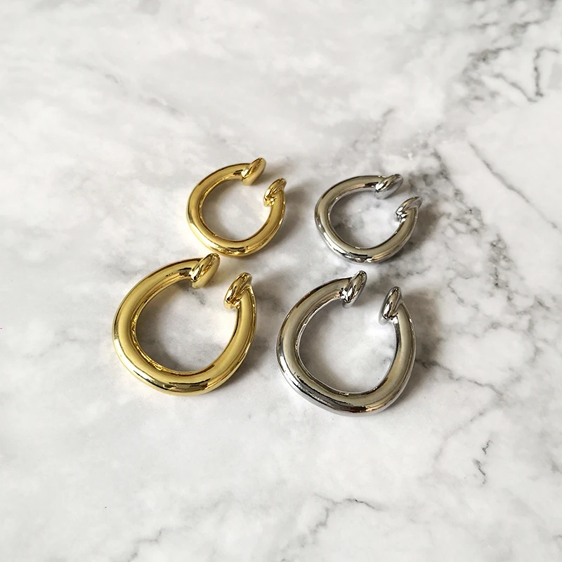 Peri'sBox Trendy Solid Cartilage Earrings Geometric Circle Ear Cuff Durable Purpose Simple Clip Earrings Without Piercing ear clip earrings clip earrings ear clip