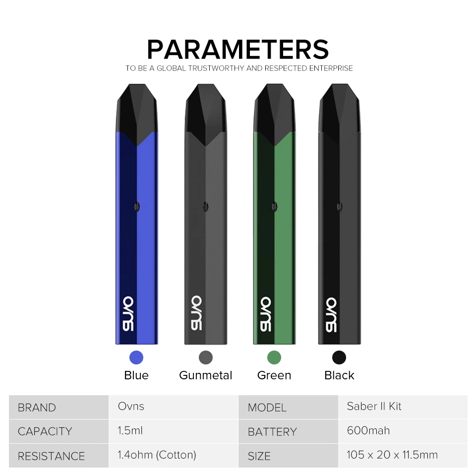 OVNS Saber II Pod Комплект 600 мАч Pod системный Комплект 1,5 мл Pod электронная сигарета картридж комплект Vape Pod VS UWELL Caliburn Pod